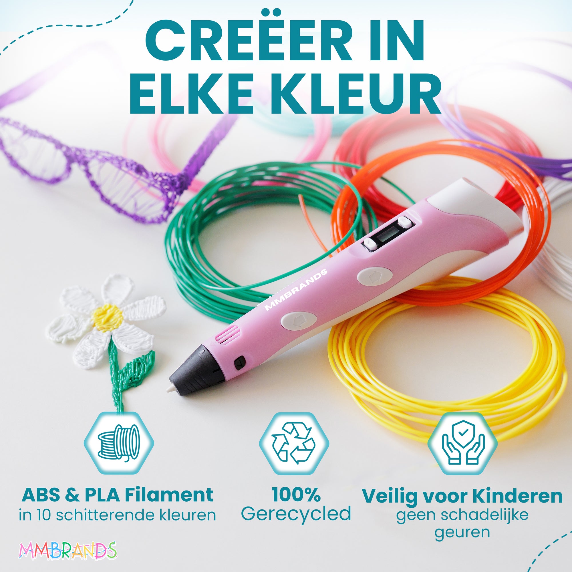 3D Pen Starterspakket - Gerecycled Filament - 10 Kleuren